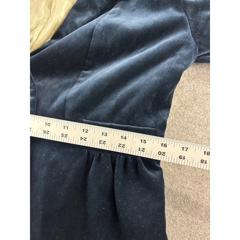 J.Crew Navy Blue Cotton Velvet Peplum Blazer Jacket Size 8T Preppy Academia Goth